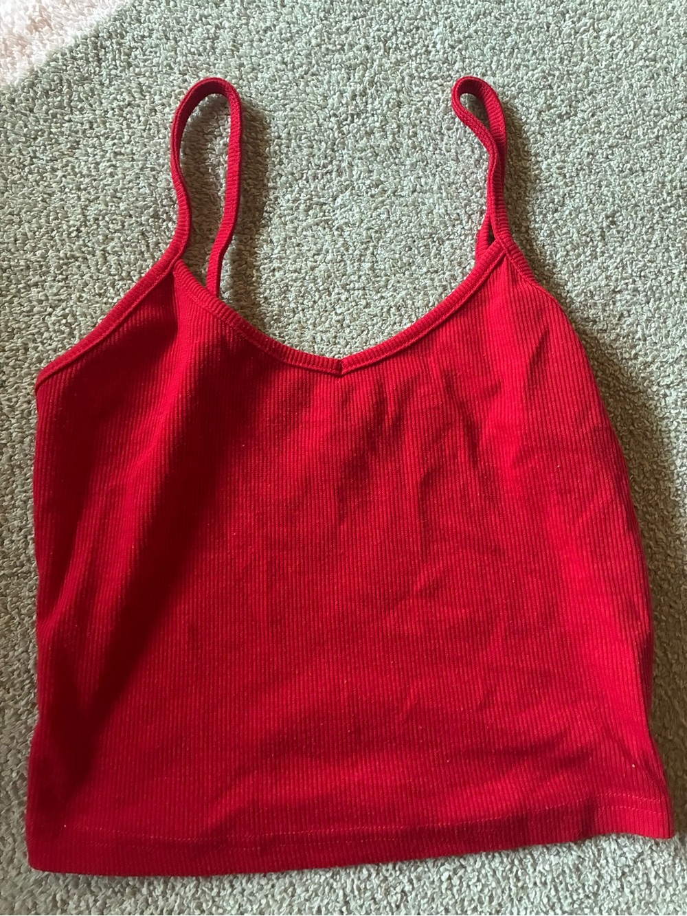 SHEIN Red Ribbed Spaghetti Strap Cami
